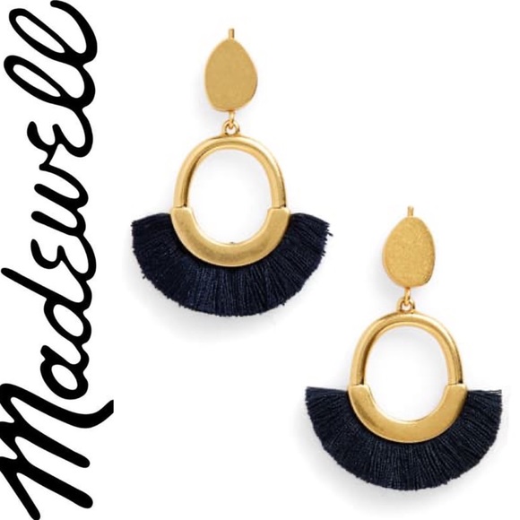 Madewell Jewelry - Madewell fringe statement earrings tassel navy NWT